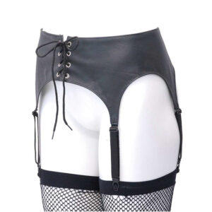 Genuine Leather Garter Belt With Black Lace Up