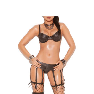 Black Leather Garter Belt With 8 Straps