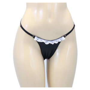 Black Leather And White Lace G-String