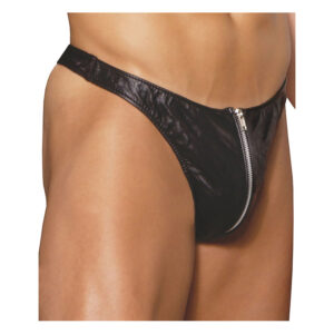 Men’s Soft Leather Thong With Zipper