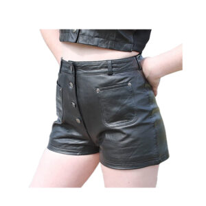 Leather Shorts-Button Up