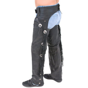 Leather Chaps With Fringe & Conchos