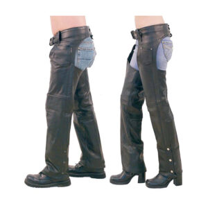 Classic Black Buffalo Leather Chaps