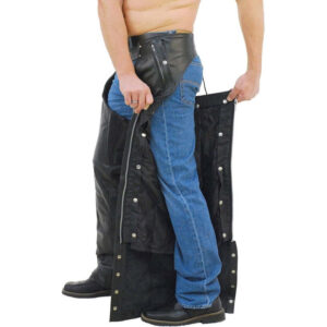 Unisex Premium Leather Chaps With Snap Out Lining