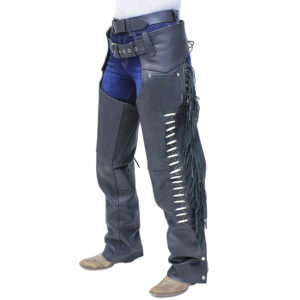 Premium Leather Chaps With Bone Beading