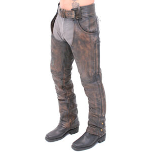 Premium Heavy Brown Vintage Deep Pocket Chaps