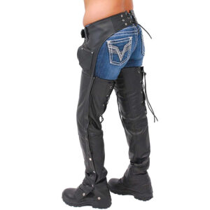 Leather Chaps With Adjustable Lace Thigh