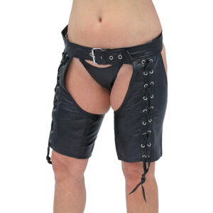 Side Lace Leather Half Chaps