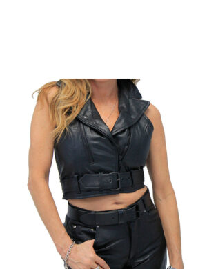 Motorcycle Leather Crop Halter