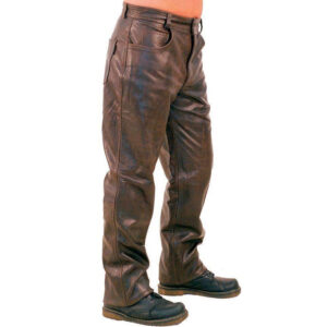 Heavy Retro Dark Brown Leather Pants