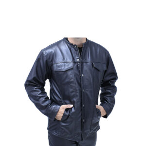 Men’s Leather Shirt Collarless