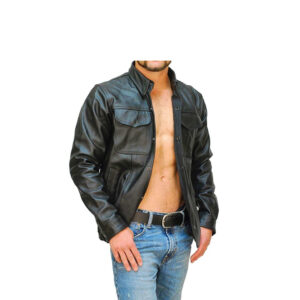 Biker Leather Shirt Snap Up