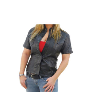 Women’s Short Sleeve Leather Shirt