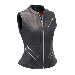 Long 6 Zipper Ultra Premium Leather Vest