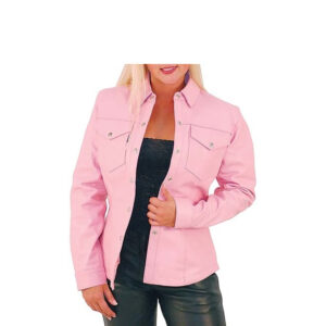 Women’s Leather Shirt Pink